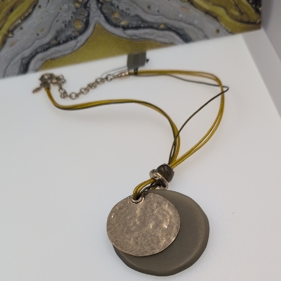 Chico's Gold and Gray Layered Pendant Necklace - Picture 1 of 5